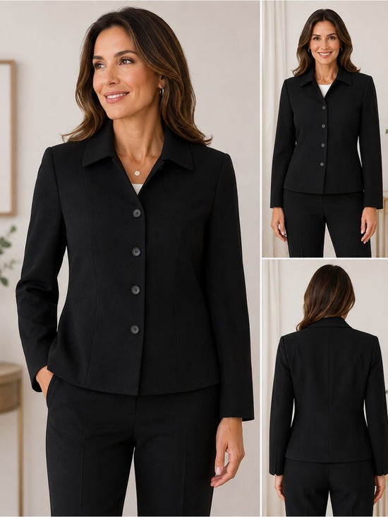 Josephine Chaus Jackets & Blazers - Josephine Chaus Petite 8 Black Button Front Career Blazer Jacket Lined Classic